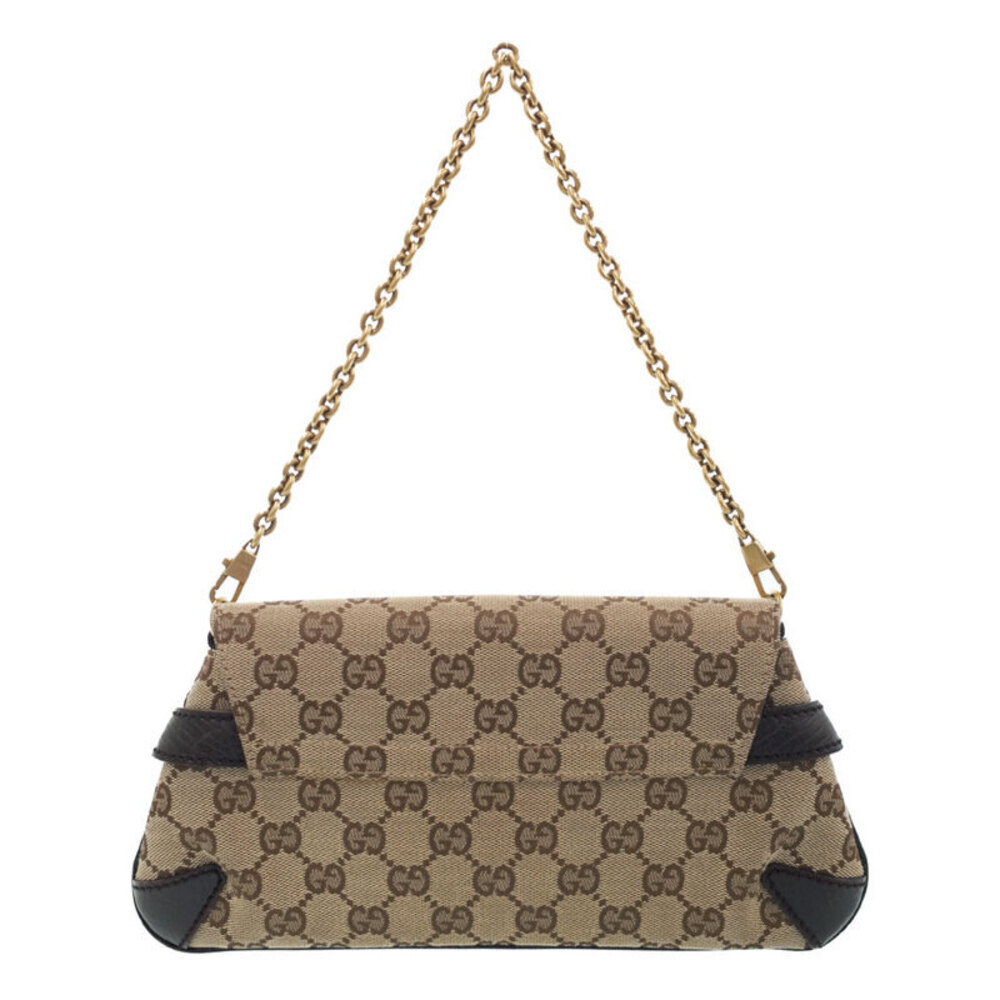 GUCCI Horsebit Chain Clutch Bag Brown Black - Picture 2 of 9